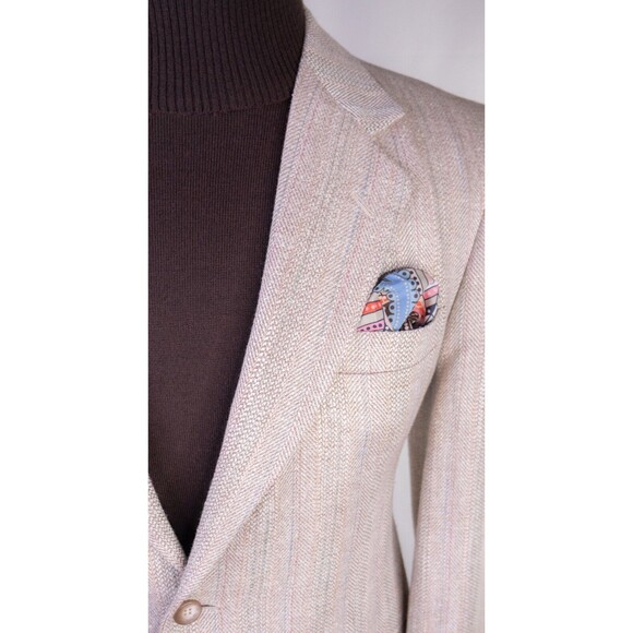 VTG John Alexander Herringbone Blazer Sport Coat Casual Jacket Size 38R 2-Button - Picture 5 of 13